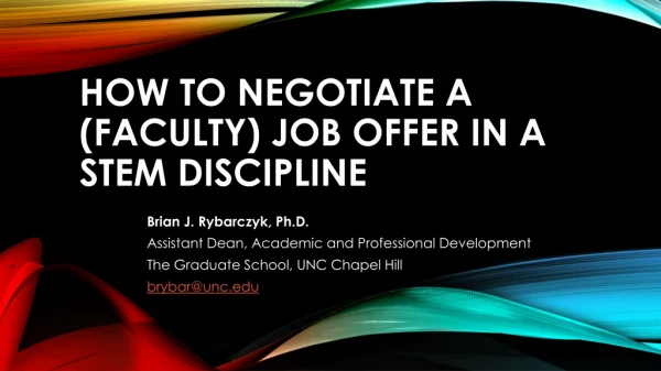 How to Negotiate a (faculty) job offer in a Stem discipline