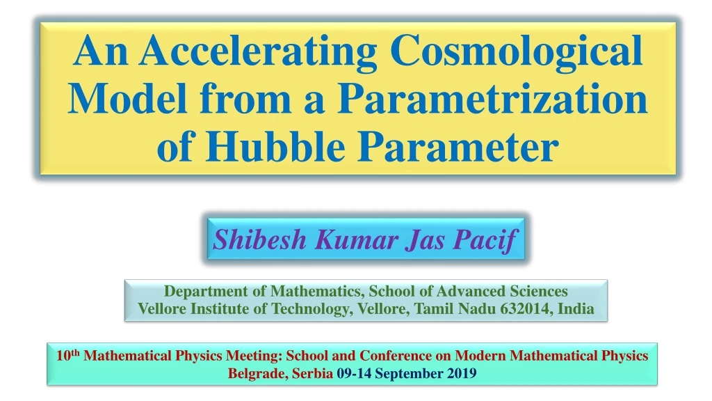an accelerating cosmological model from a parametrization of hubble parameter