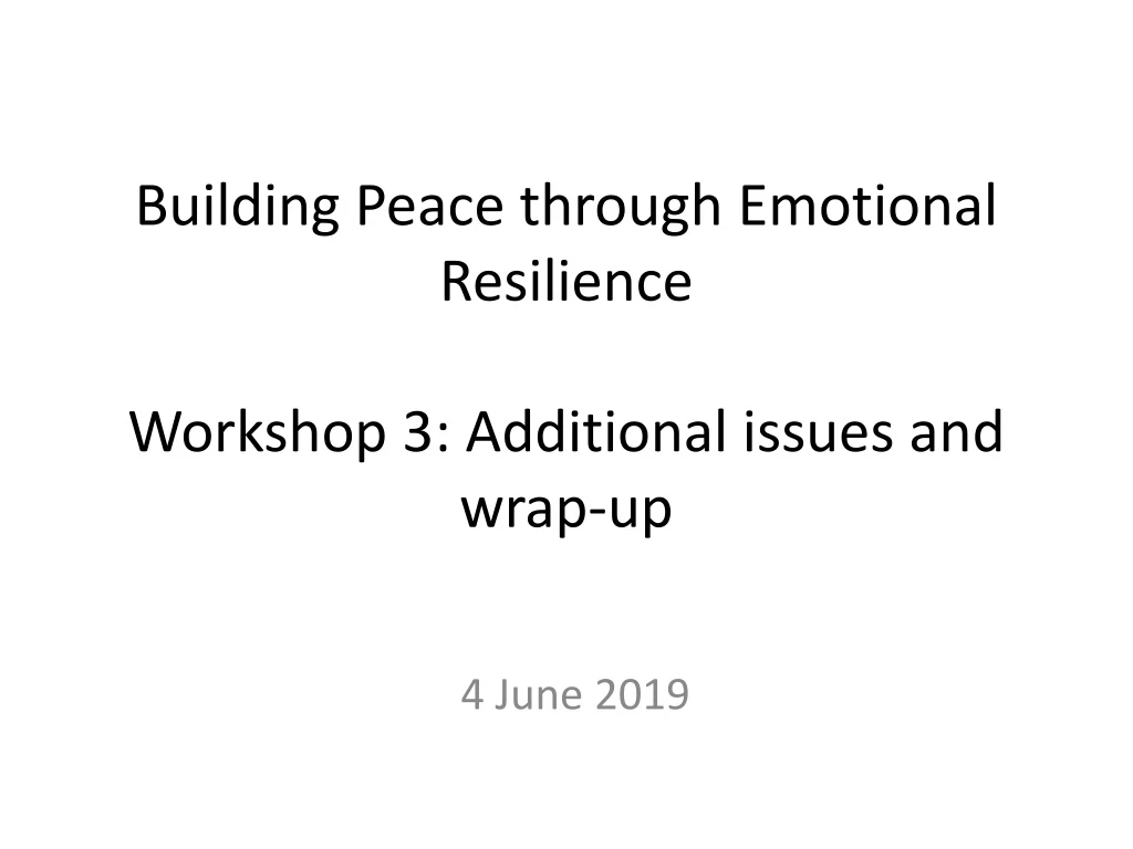 building peace through emotional resilience workshop 3 additional issues and wrap up