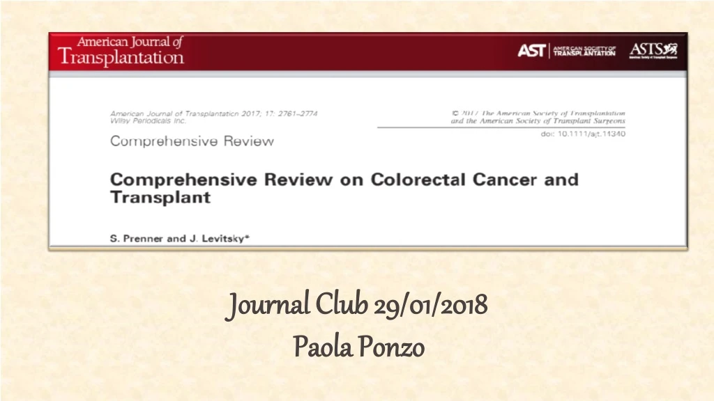 journal club 29 01 2018 paola ponzo