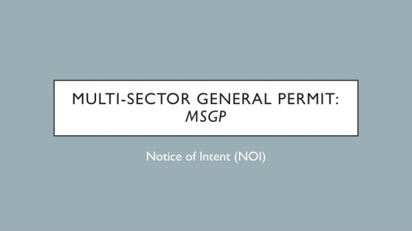 Multi-Sector General Permit: MSGP