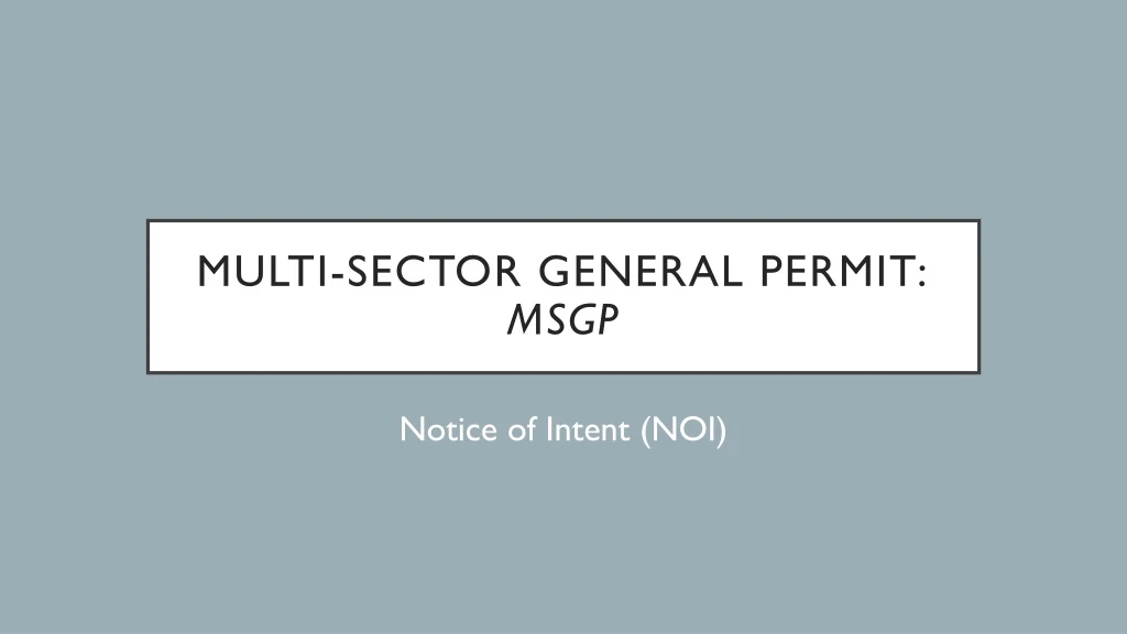 multi sector general permit msgp