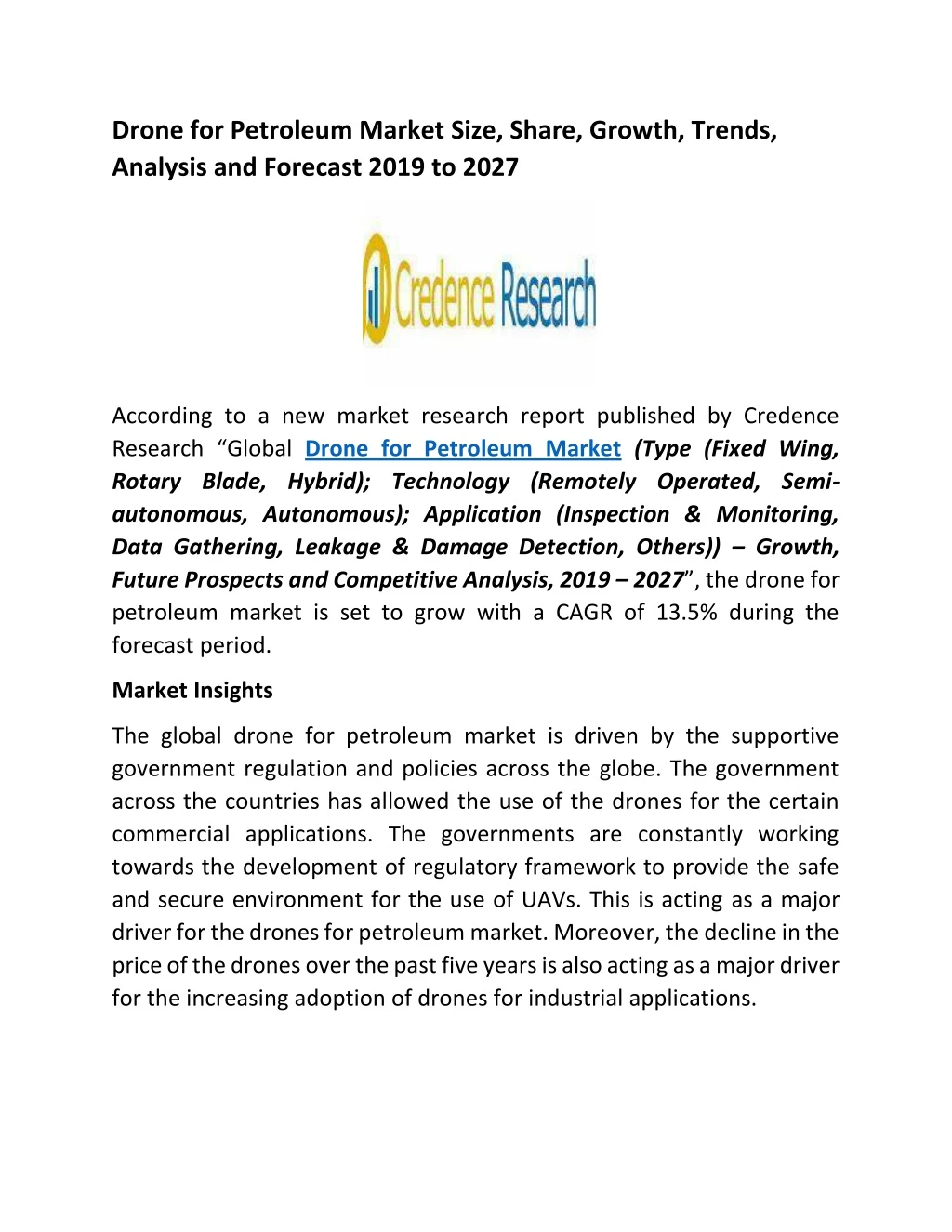 drone for petroleum market size share growth