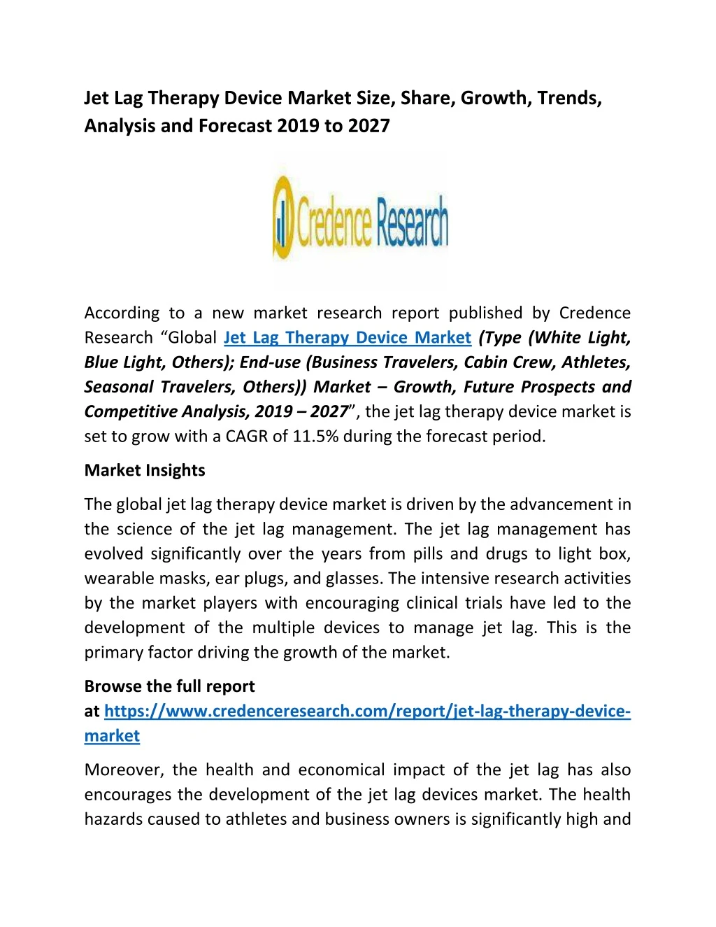 jet lag therapy device market size share growth