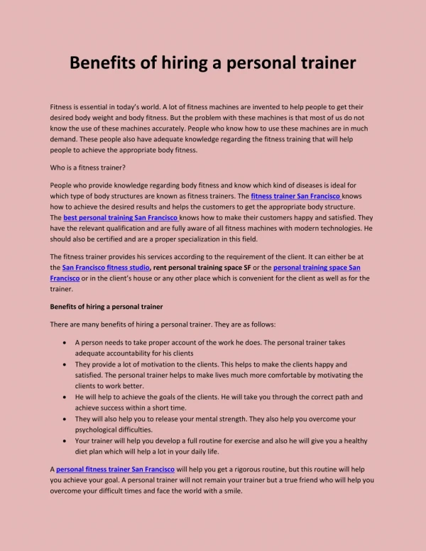 Benefits of hiring a personal trainer