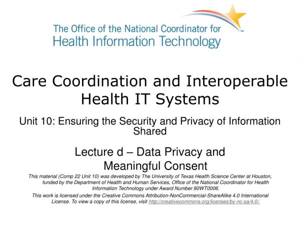 Care Coordination and Interoperable Health IT Systems