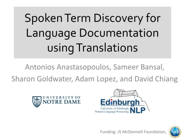 Spoken Term Discovery for Language Documentation using Translations