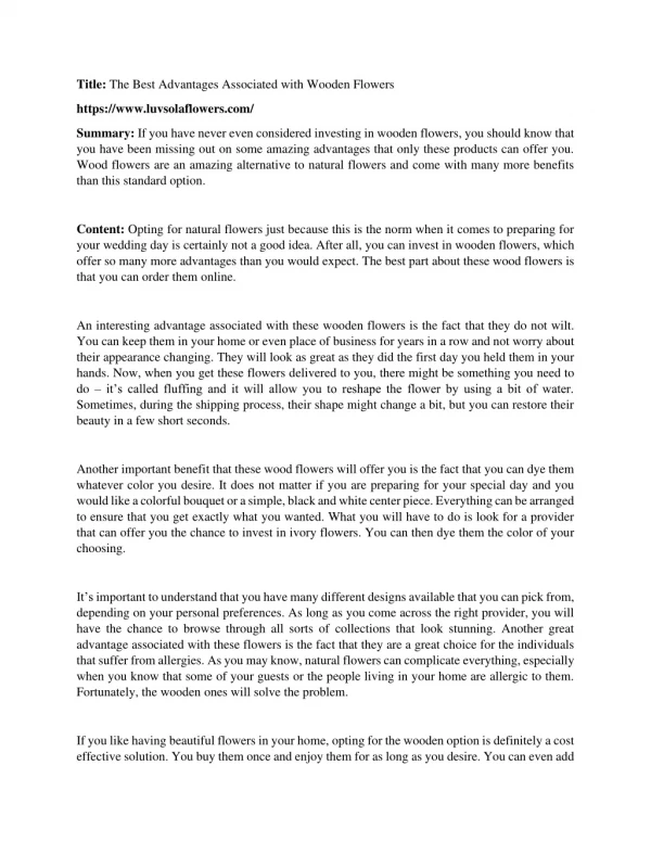 title the best advantages associated with wooden