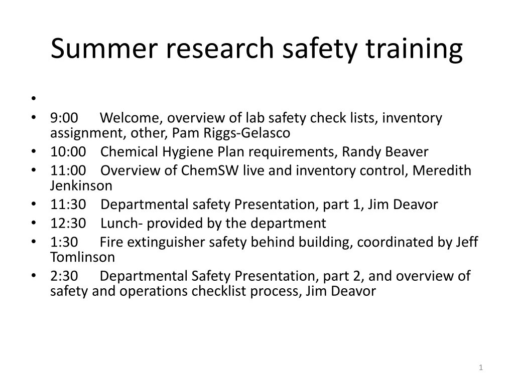 summer research safety training