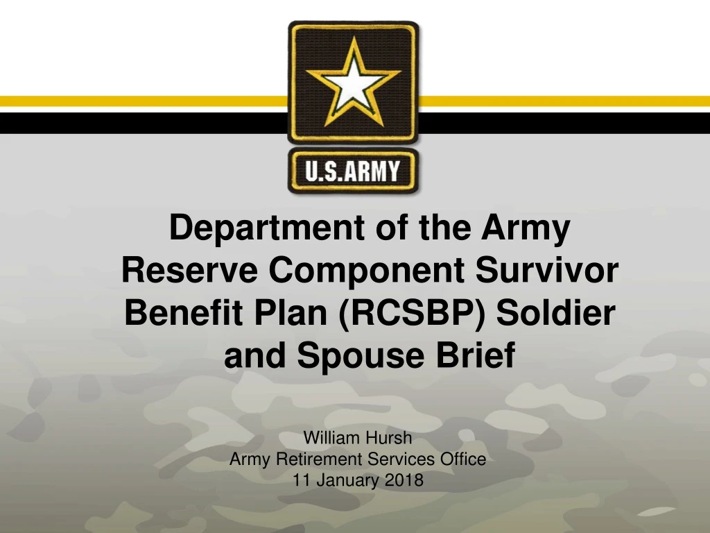william hursh army retirement services office 11 january 2018