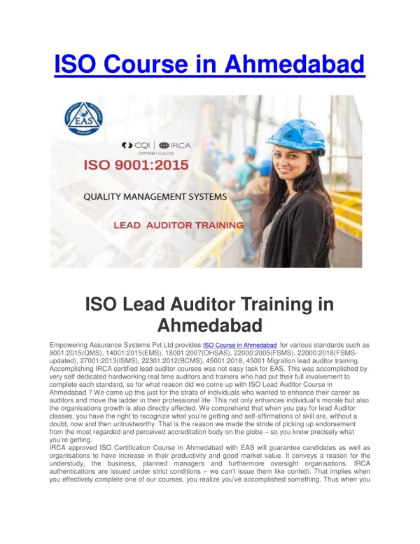 ISO Certification Course in Ahmedabad