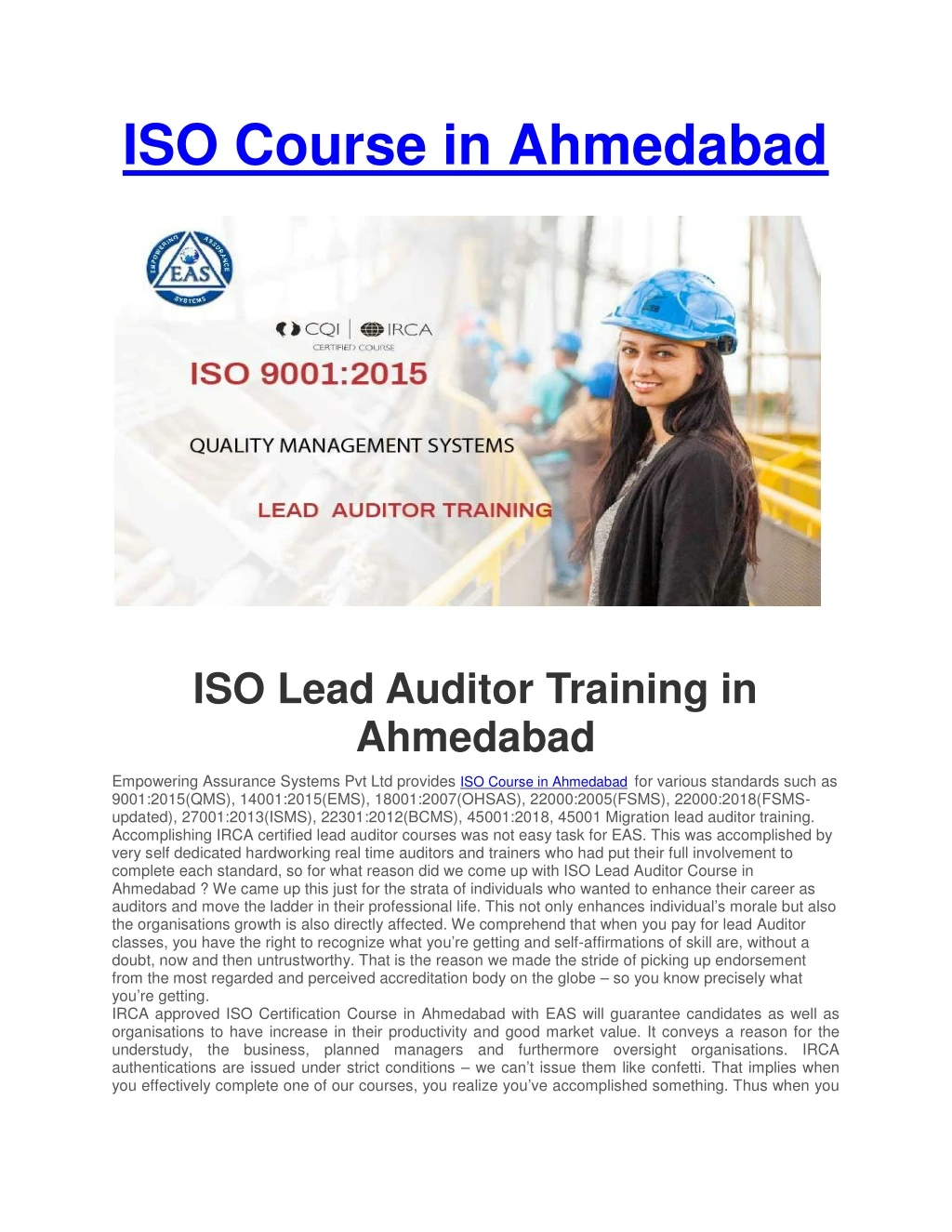 iso course in ahmedabad