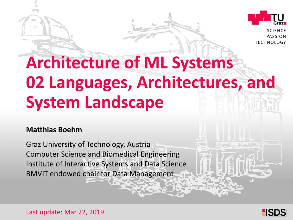 architecture of ml systems 02 languages architectures and system landscape