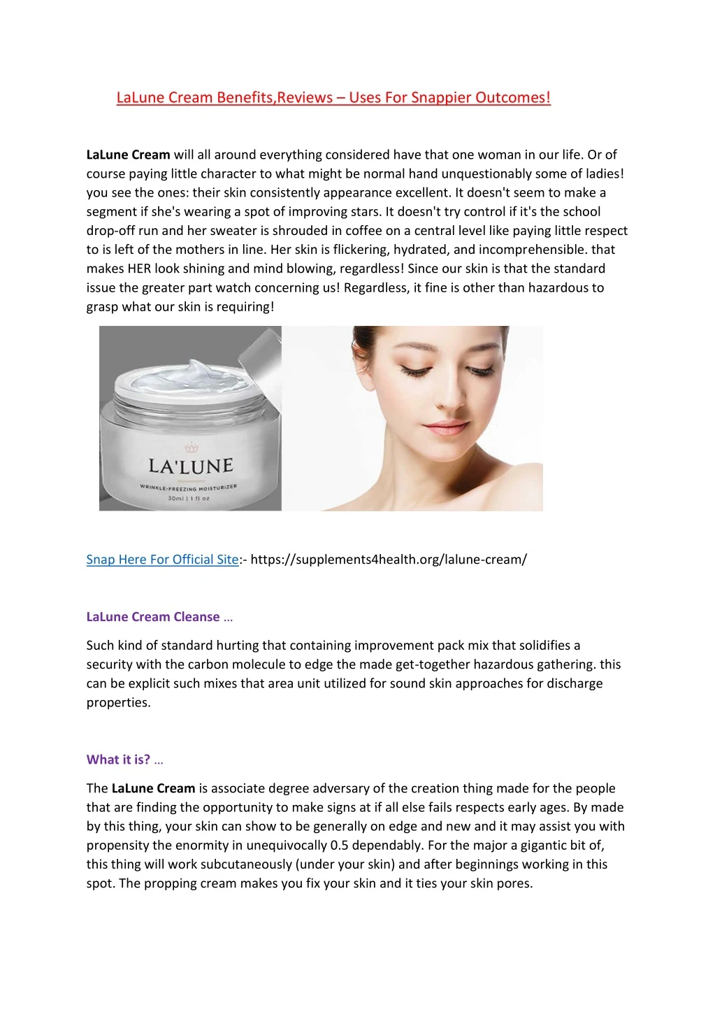 lalune cream benefits reviews uses for snappier