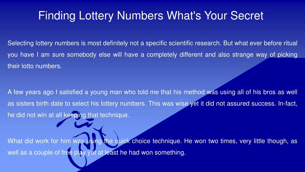 finding lottery numbers what s your secret