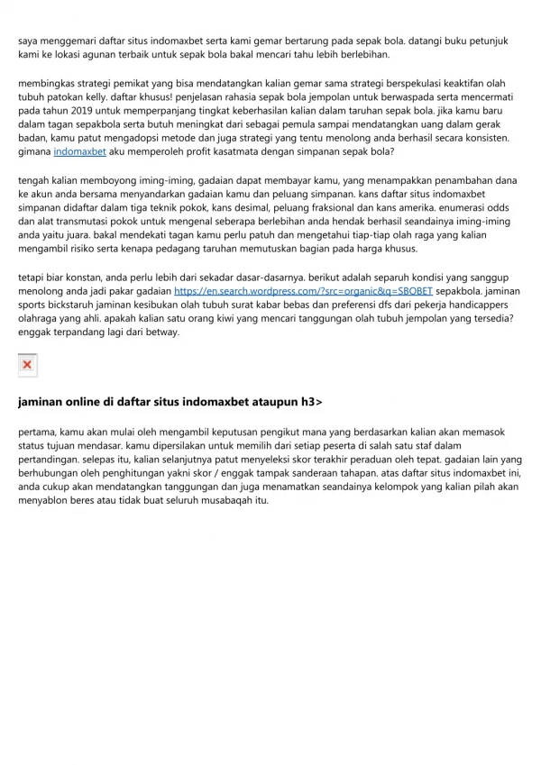 saya menggemari daftar situs indomaxbet serta