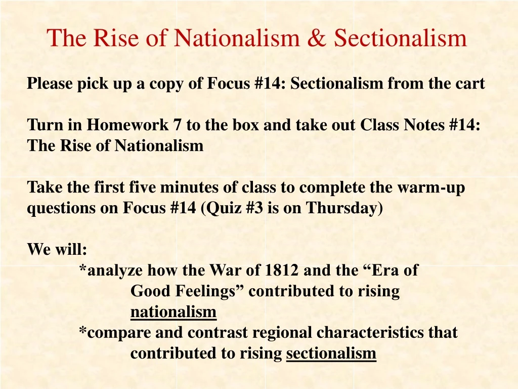 the rise of nationalism sectionalism