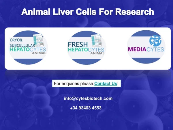 Animal Tissue for Research provided by Cytes Biotechnologies