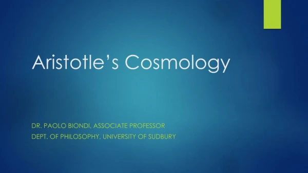 Aristotle’s Cosmology