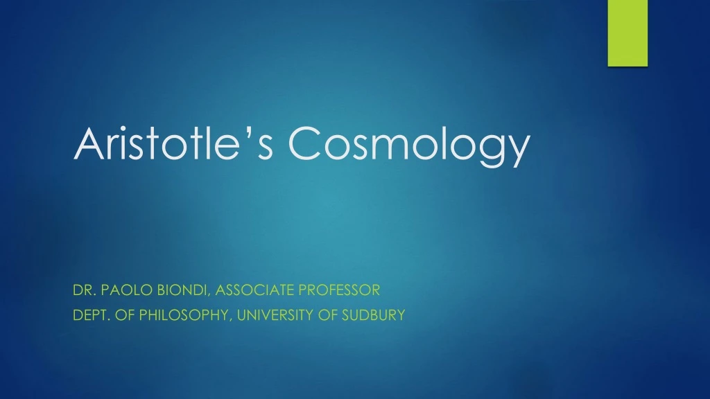 aristotle s cosmology