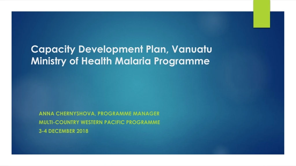 capacity development plan vanuatu ministry of health malaria programme