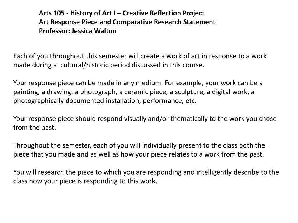 arts 105 history of art i creative reflection