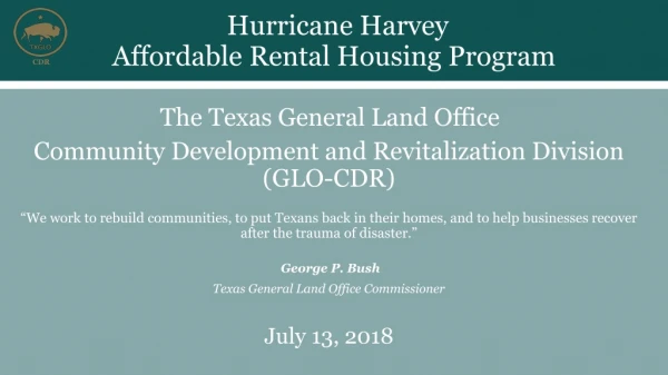 Hurricane Harvey Affordable Rental Housing Program