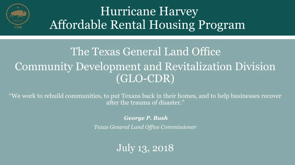 hurricane harvey affordable rental housing program