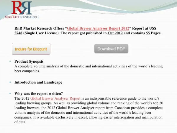 World Brewer and Beer Market Analyser Report 2012