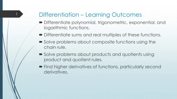 Differentiation – Learning Outcomes