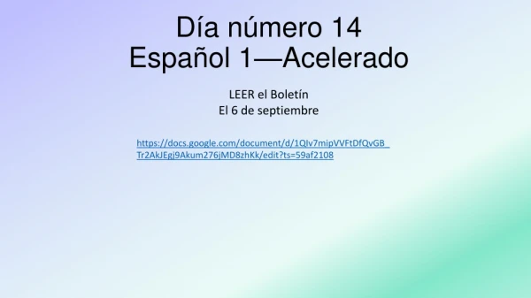 Día número 14 Español 1—Acelerado