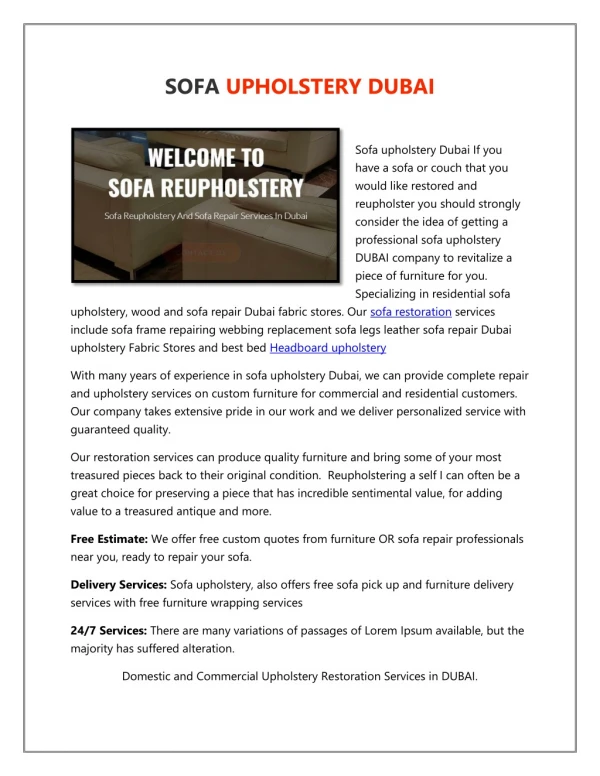 sofa upholstery dubai