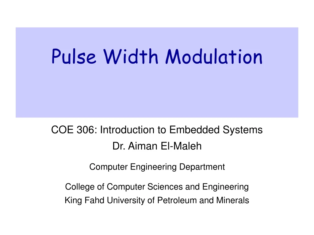 pulse width modulation