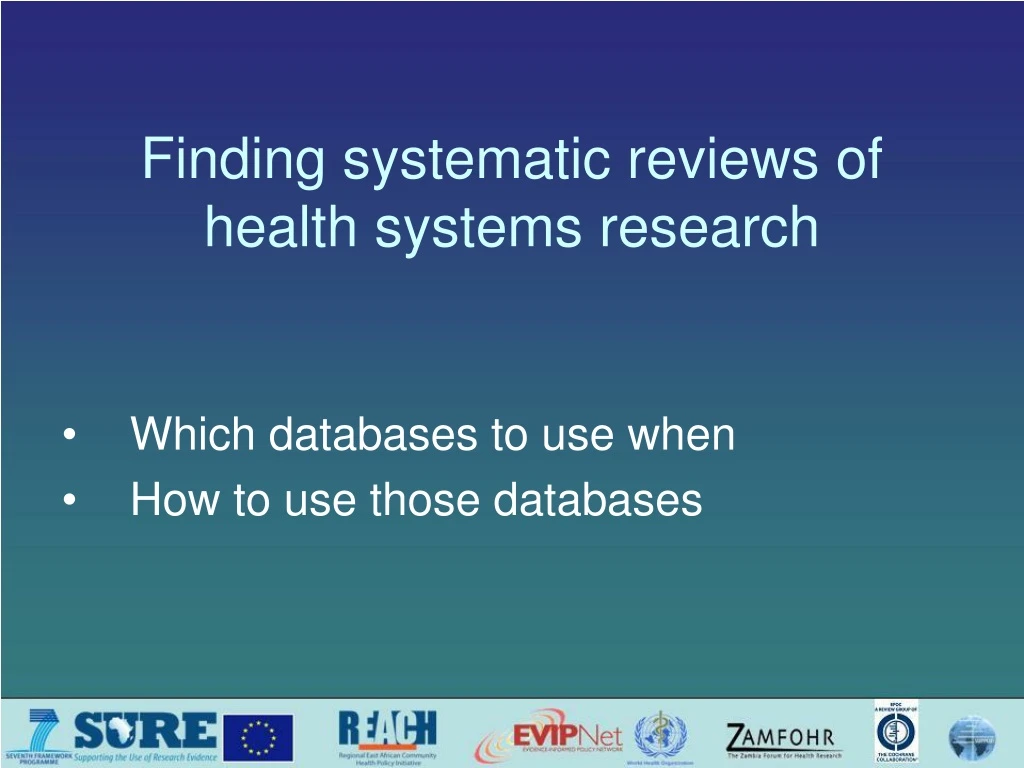 finding systematic reviews of health systems research