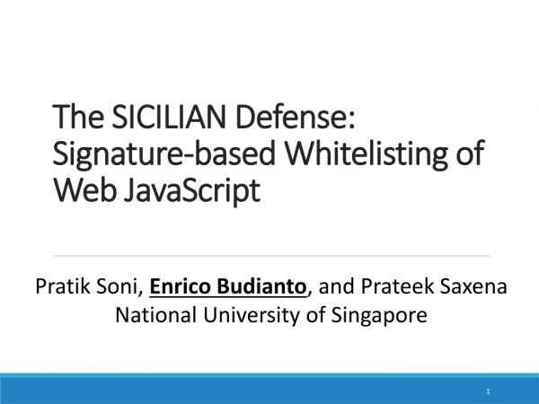 The SICILIAN Defense: Signature-based Whitelisting of Web JavaScript