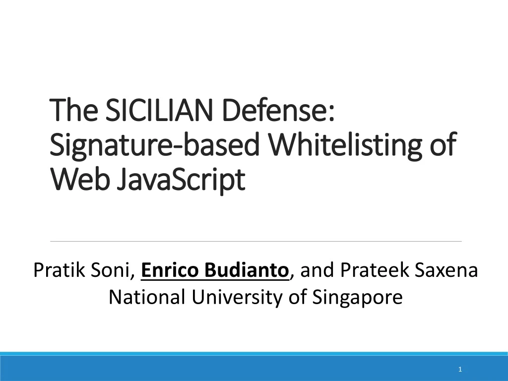the sicilian defense signature based whitelisting of web javascript