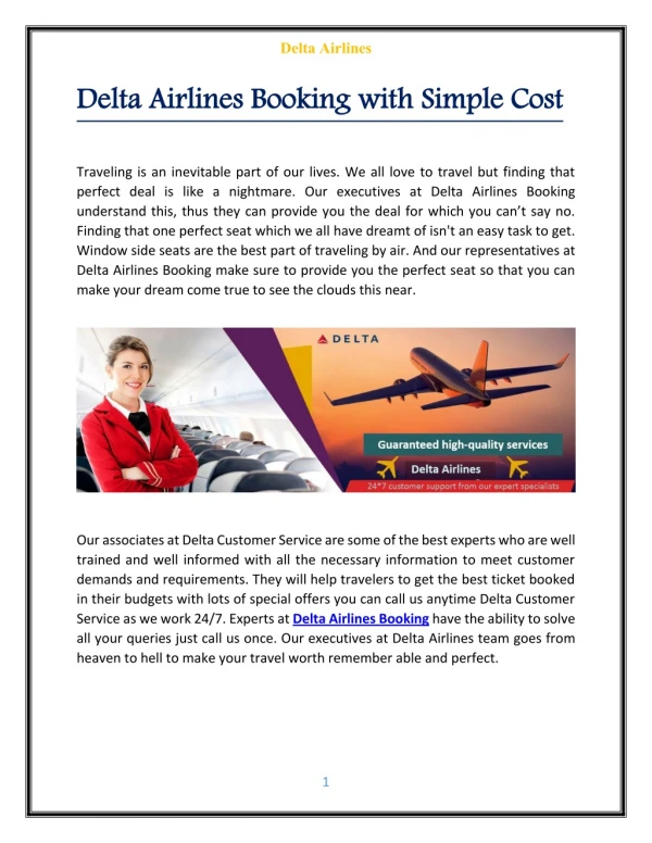 Delta Airlines Booking for your Destination through Online