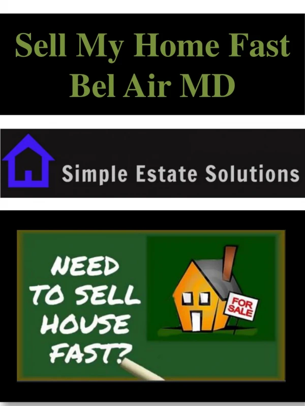 Sell My House Fast Bel Air MD