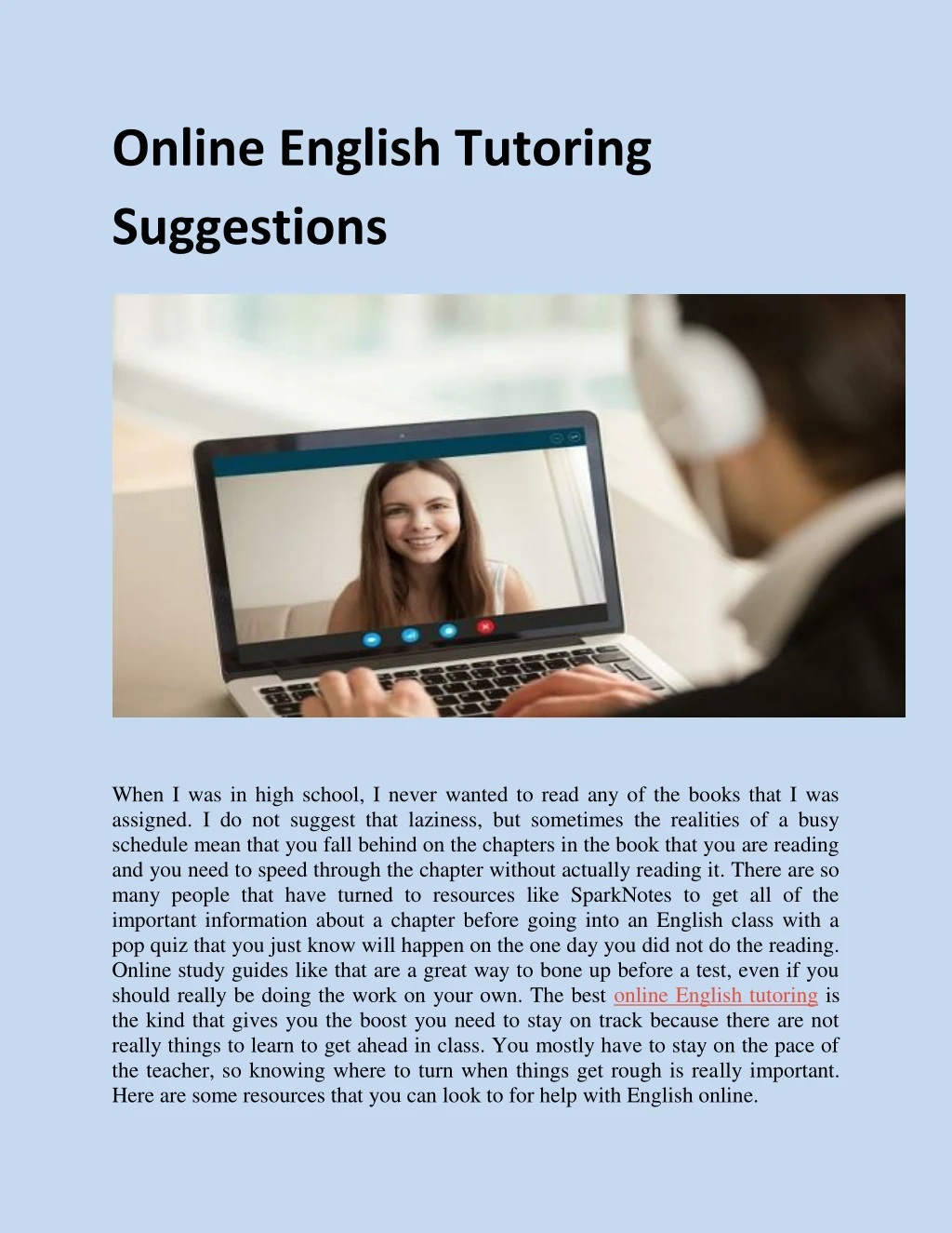 online english tutoring suggestions
