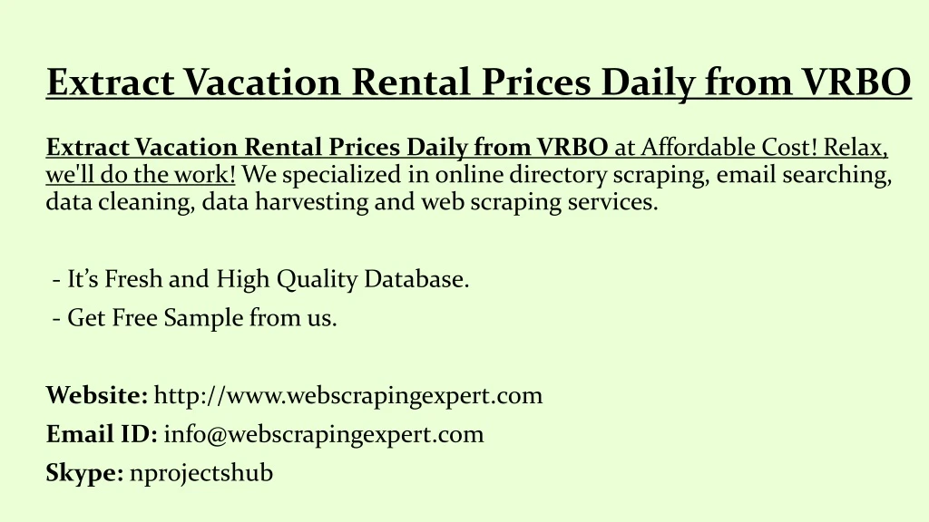 extract vacation rental prices daily from vrbo