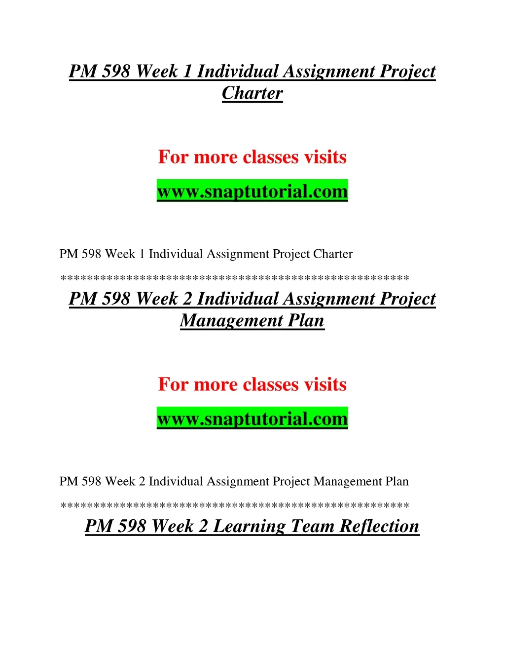 pm 598 week 1 individual assignment project