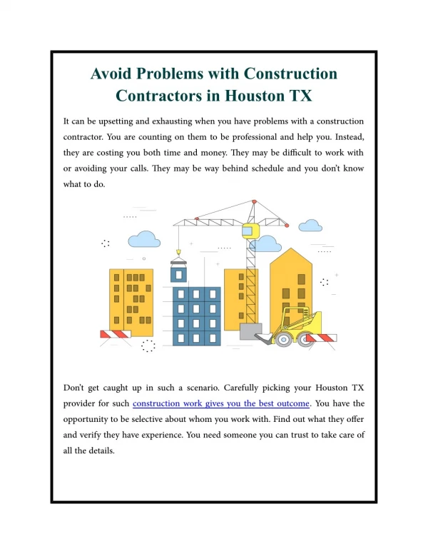 Avoid Problems with Construction Contractors in Houston TX