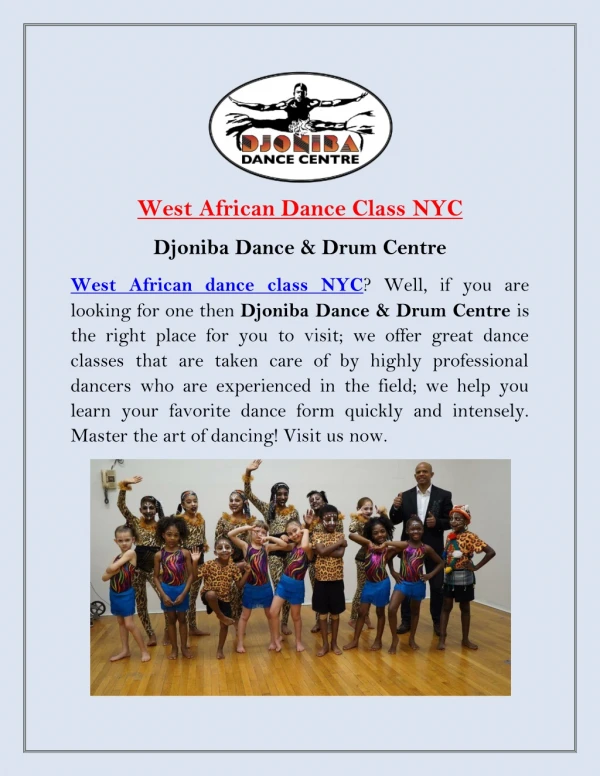 Looking for Top West African Dance Class NYC | Djoniba Dance & Drum Centre