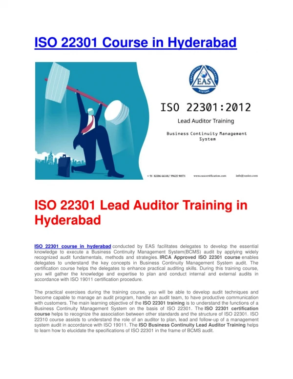 ISO 22301 Training in Hyderabad
