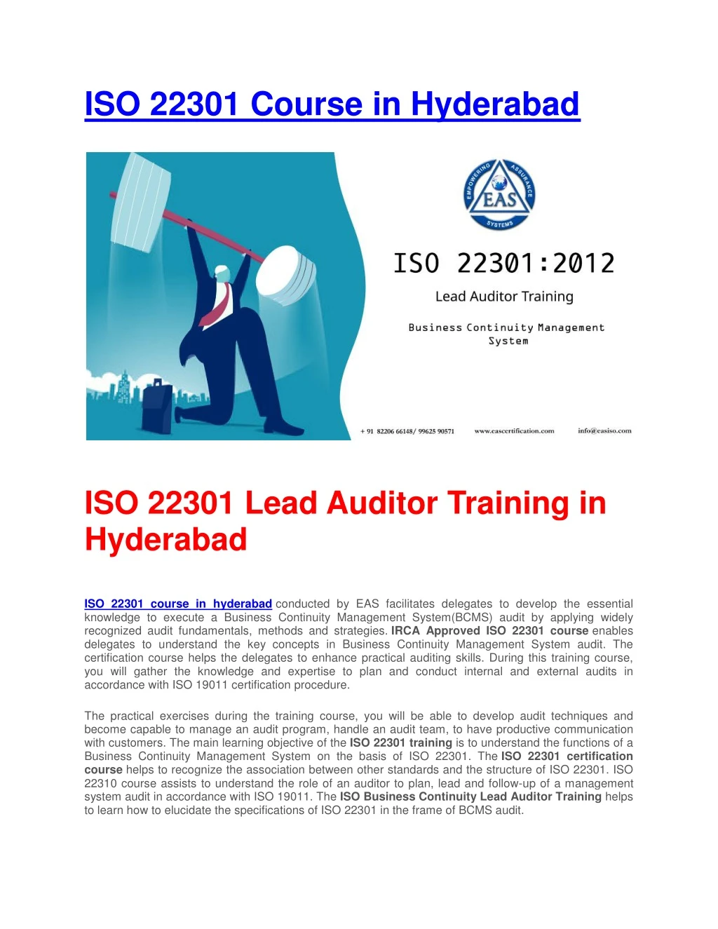 iso 22301 course in hyderabad