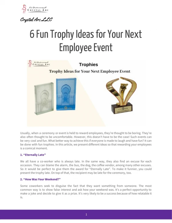 6 Fun Trophy Ideas for Your Next Employee Event