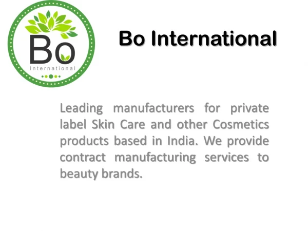Private Label Skin Care Manufacturer - Bo International