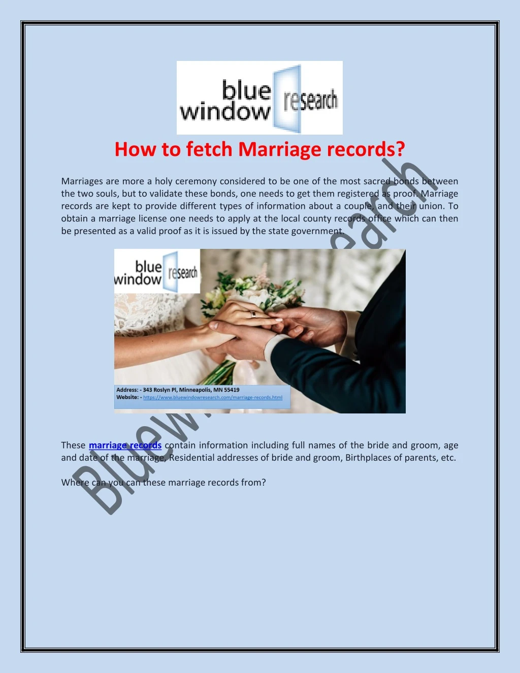 how to fetch marriage records