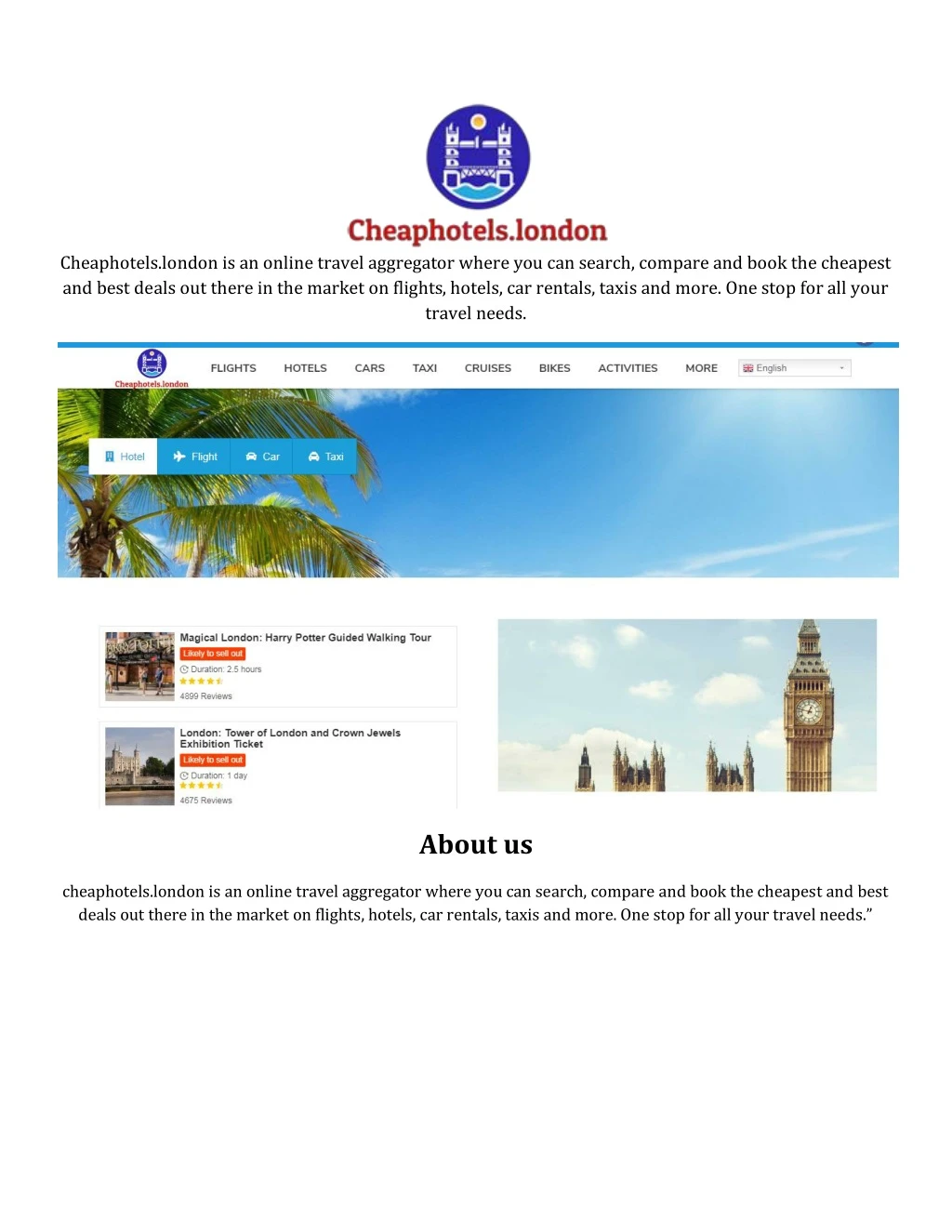 cheaphotels london is an online travel aggregator