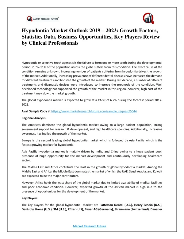 hypodontia market outlook 2019 2023 growth